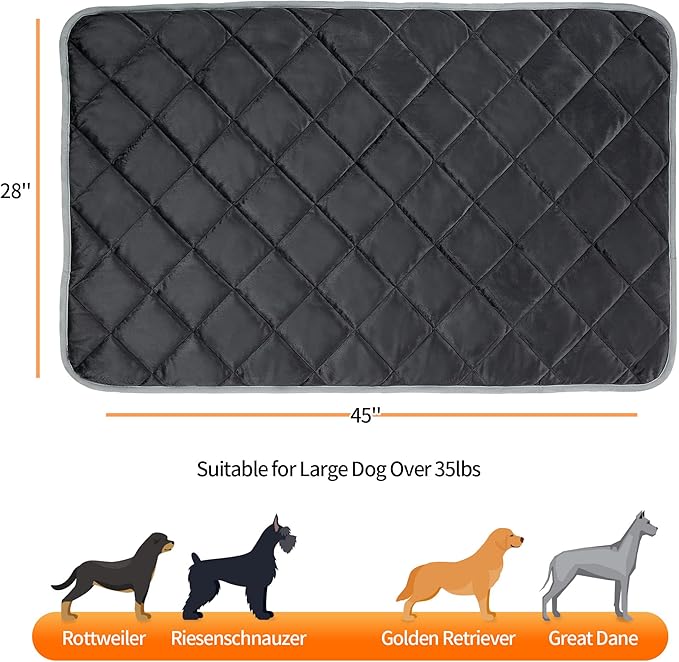 NWK Self Warming Thermal Pet Mat for Dogs and Cats, Body Heat Reflecting Cat Bed Mat, Washable, for Sofa & Crate & Kennel & Car Seat (Obsidian Black, X-Large (45'' X 28'' X 0.4''))