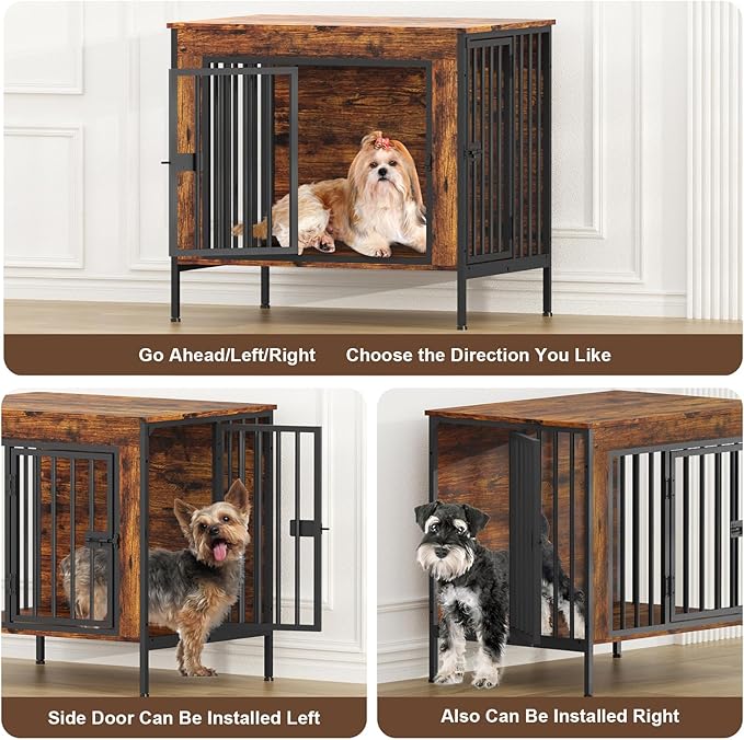 EasyCom Dog Crate Furniture for 1 or 2 Dogs, Heavy Duty Single/Double Dog Crates for Small/Medium/Large Dogs, Dog Kennel Furniture Indoor as TV Stand, Small Size 28.15" L(0-20 Pounds), Brown
