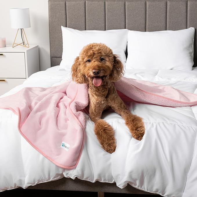PetAmi Waterproof Dog Blanket for Small Medium Dogs, Pee Proof for Couch Bed, Reversible, Soft Fleece Washable, 29x40 Pink