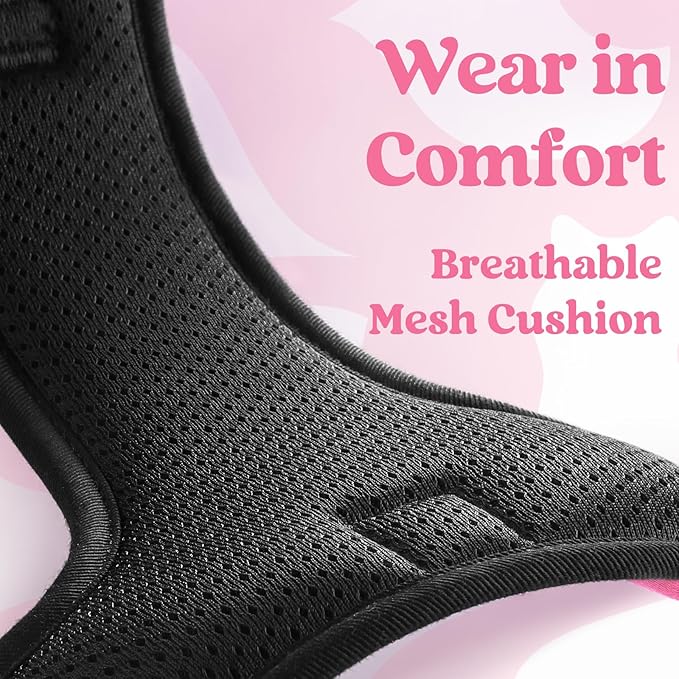 rabbitgoo Dog Harness for Large, No Pull Pet Harness with 3 Buckles, Adjustable Soft Padded Vest with Control Handle, Walking Reflective Pet Vest for Large Dogs, Rose Pink, L