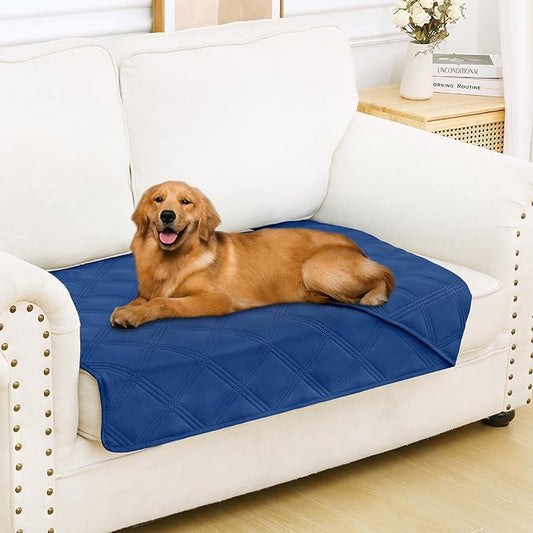 Smiry Waterproof Dog Bed Cover Blanket 30x53, Soft Reversible Pet Blanket, Washable Leakproof Cats Dogs Couch Cover for Sofa, Couch, Furniture, Lattice, Navy/Navy