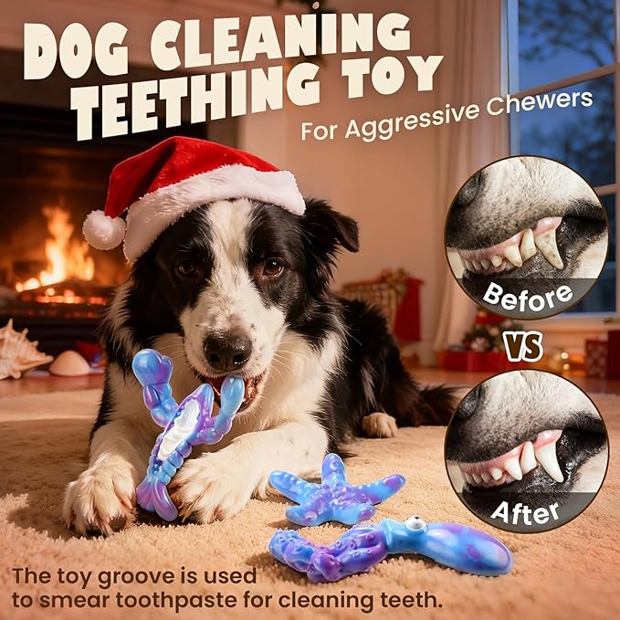 Dog Toys for Aggressive Chewers: 3 Pack Indestructible Dog Toys for Large Dogs, Bacon Flavored Dog Chew Toy, Durable Nylon Chew Toys for Dogs, Reduce Boredom, Teeth Cleaning, Keep Them Busy