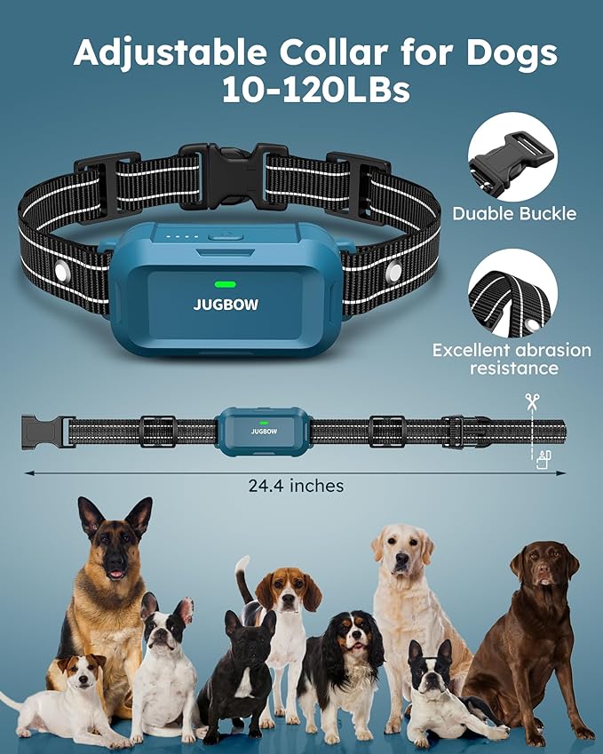 Jugbow Dog Shock Collar - 4200FT Dog Training Collar with Remote, IPX8 Waterproof Electric Collar with 4 Training Modes, Security Lock, Rechargeable e-Collar for All Breeds, Sizes, Blue