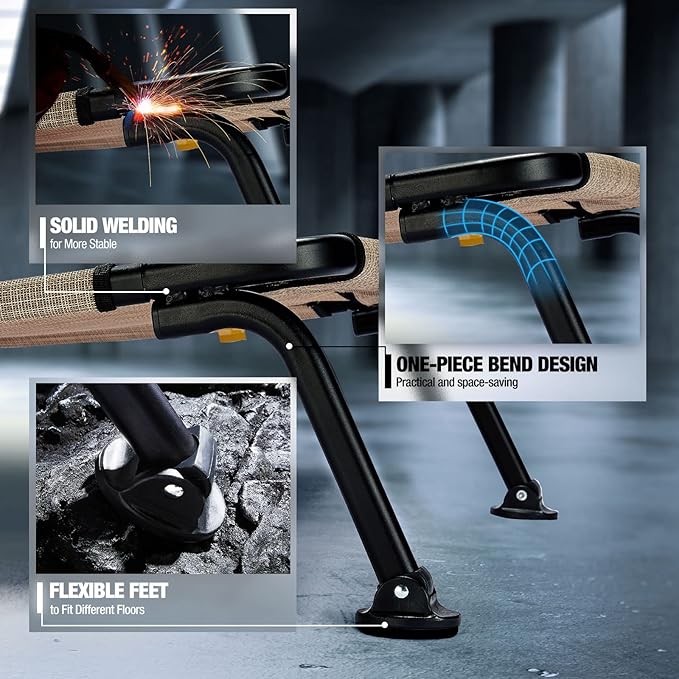 Veehoo Outdoor Elevated Dog Bed, Cooling Raised Dog Cots Beds for Large Dogs, Portable Waterproof Curved Dogs Hammock Bed for Outside, up to 120lbs, Black Legs, Beige 42"