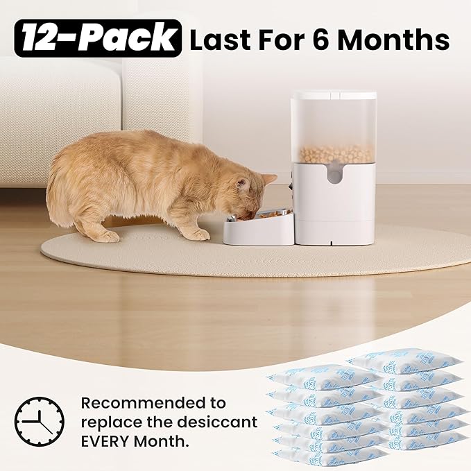 Pet Food Desiccant Bag, Replaced Desiccant for Automatic Cat dog Feeders, Keep Cat Food Dog Dry and Fresh- 12 Packs