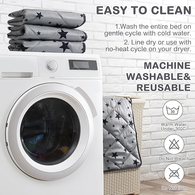 Namalu 4 Pack Self Warming Cat Bed Self Heating Cat Mat Star Pattern Soft Dog Crate Pad Thermal Pet Mat Anti Slip Kennel Dog Washable Warming Bed for Outdoor Indoor(24 x 35 Inch,Gray)