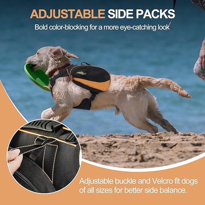 Dog Backpack Harness Suitable for Small Dogs, Adjustable Lightweight Pet Harness, Dog Carrying Bag Built-in Poop Bag Dispenser, Waterproof and Safe, Suitable for Hiking, Or Daily Walks, S