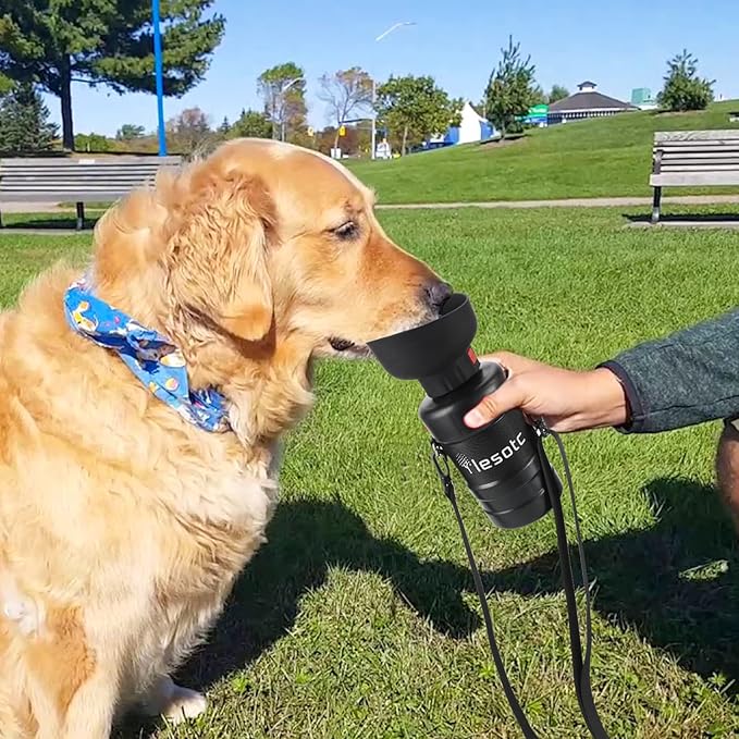 Lesotc Dog Water Bottle, Portable Water Dispenser with Water Bowl, Leak Proof Pet Travel Squeeze Bottle, Puppy Essentials Dog Stuff Accessories for Outdoor Walking, Hiking, Camping Doggie Gift