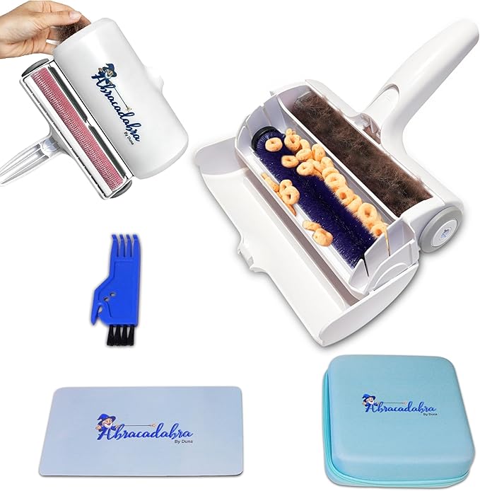 Duna Abracadabra Washable Dual Roller Pet Hair Remover – Original Size Reusable Lint Roller for Cat & Dog Hair on Furniture, Couch, Carpet, Car, Rugs & Bedding – Portable, Eco-Friendly