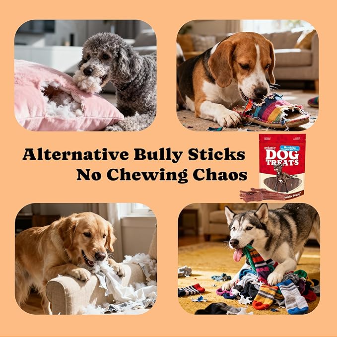 Rawhide Free Dog Chews,7inch Bully Sticks Alternative Healthy Treats for Medium/Large Dogs,Low Odor & Digestible Bully-Flavor Dog Snacks with Sensitive Stomachs,10 Count