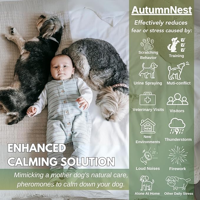 8-in-1 Dog Calming Pheromone Diffuser Kit – Pet Stress Support (2 Plug-Ins & 6x48ml Refills), Calming Diffuser for Dog During Thunderstorms, Travel, Separation, Fireworks & Vet Visits, 180-Day Supply