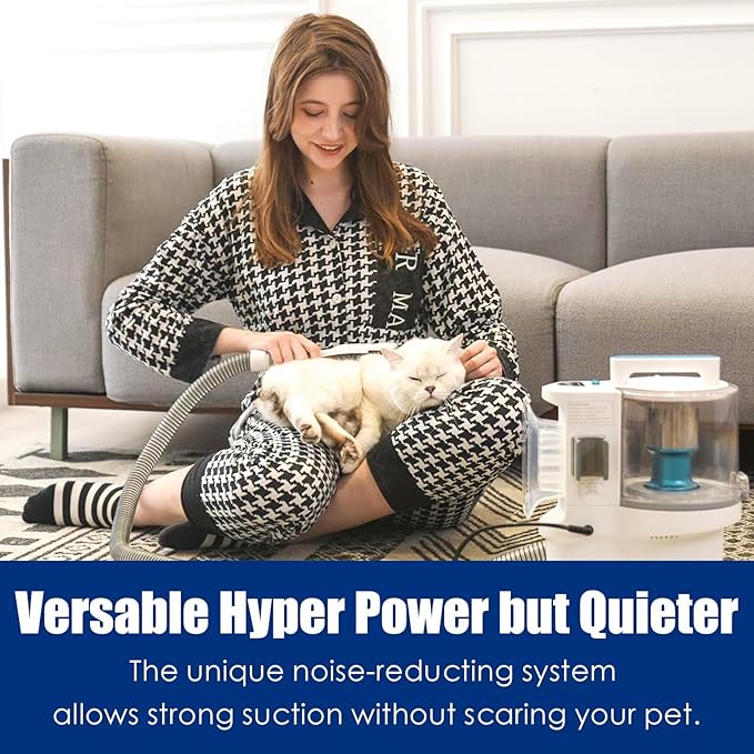 Pet Grooming Kit with 3.4L Oversized Vacuum Suction - 99% Pet Hair Removal - Professional Dog Clippers & Shedding Tools for Cats, Teddy, Poodle, Golden Retrievers (Pearl White)