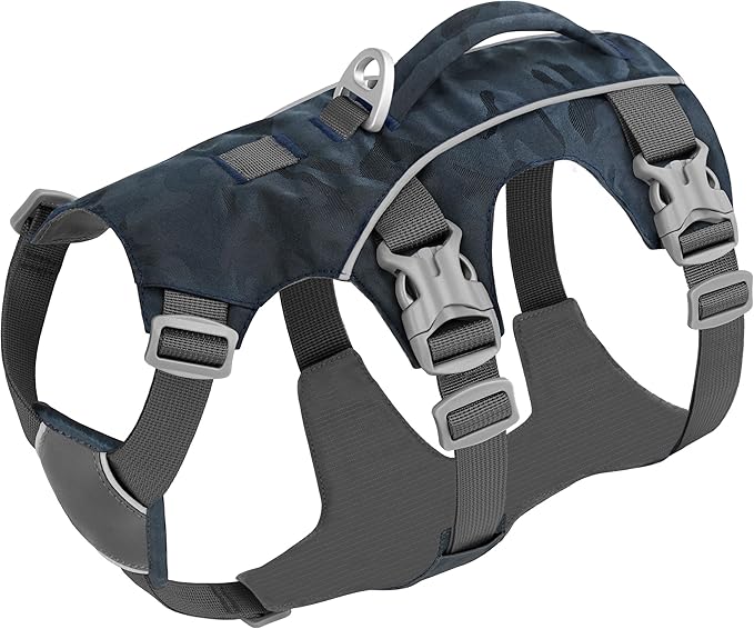 Escape Proof Dog Harness Medium Sized Dog, Lightweight Full Body Pet Vest with Lift Handle and Leash Clip, Reflective Adjustable No Slip Dog Harness for Daily Walking(Grey,Chest:17-32")