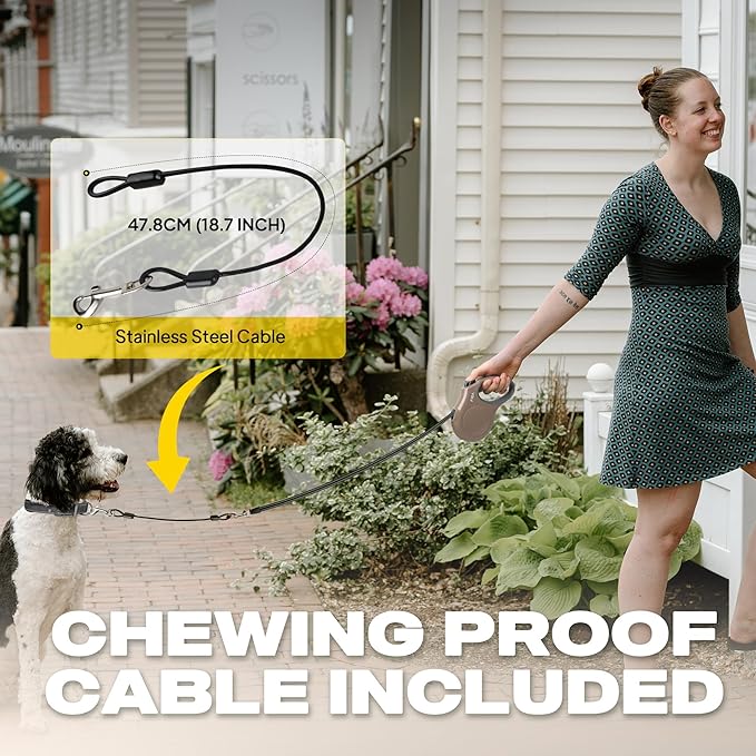 Fida Retractable Dog Leash X-Small Breed, 10 ft Durable Pet Walking Leash for Extra Small Dogs/Cats/Small Animals up to 18lbs, 360° Tangle Free, Coffee/Brown