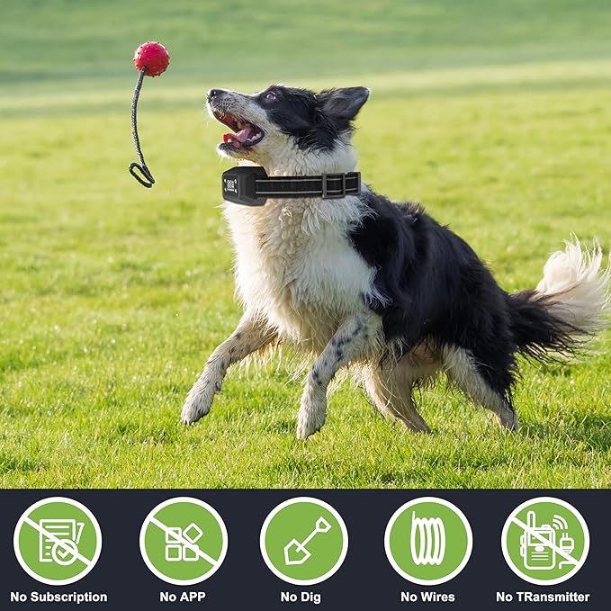 GPS Dog Collar Fence System, Fenceless Rechargeable Wireless Dog Fence for Yard, 30-1000ft Range, 3 Modes, GPS Shock Collar for Dogs with Boundary Training System, No Wire Needed, Easy Setup