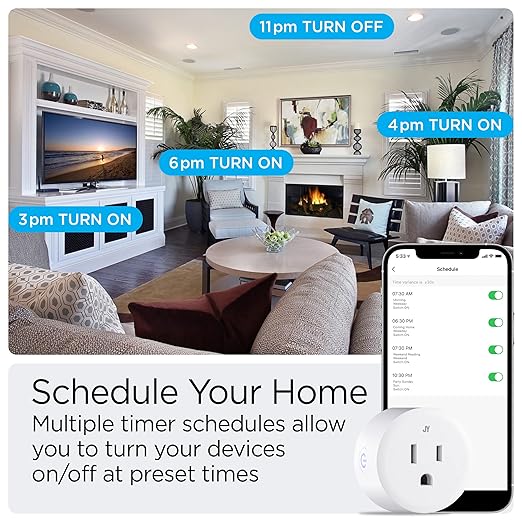eyely GLP1000B Smart Plug, No Hub Required, WiFi Remote App Control, Alexa, Google Home Assistant Compatible