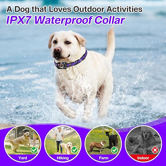 WeChip Wireless Dog Fence Collar, Adjustable 6-22 Inches, for Dogs 15-120 lbs, 3 Correction Modes