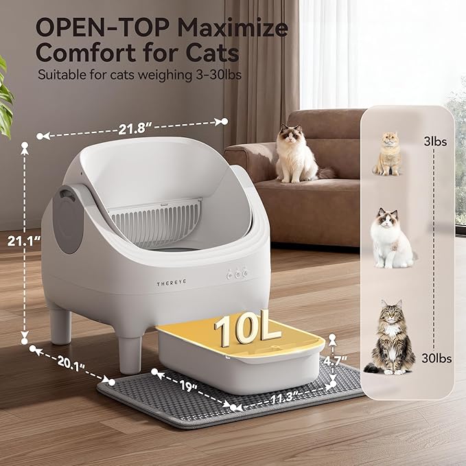 Automatic Litter Box with APP Control, Self Cleaning Cat Litter Box with Dual Safety Sensors, 11L Extra Large Waste Bin, Deodorization, Smart Kitty Litter Boxes with Mat for Multiple Cats