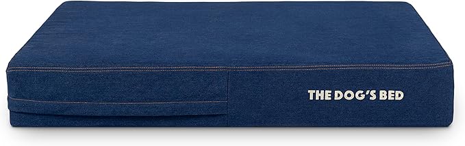 The Dog’s Bed Orthopedic Memory Foam Dog Bed, Large Blue Denim, Pain Relief for Arthritis, Hip & Elbow Dysplasia, Post Surgery, Lameness, Supportive, Waterproof Washable Cover, Veterinary Approved
