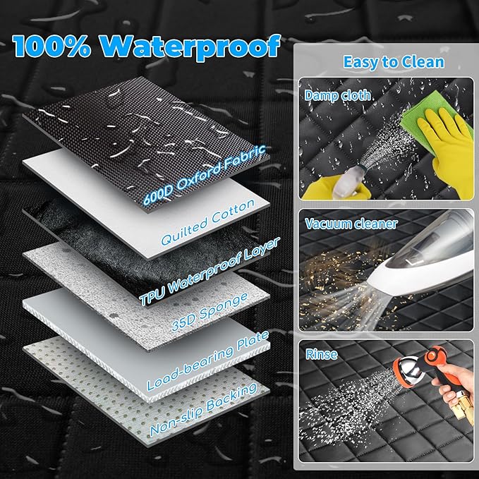 URPOWER Back Seat Extender for Dogs - Hard Bottom Dog Car Seat Cover Holds 550 lbs, Waterproof Dog Hammock Dogs Bed for Cars, SUVs, Pet Backseat Protector with Mesh Window & Large Space