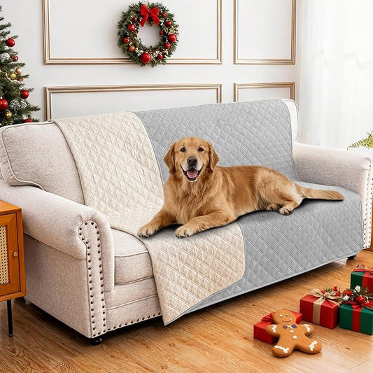Waterproof Dog Bed Cover Pet Blanket, Soft Couch Cover for Dogs Washable, Non-Slip Dog Blanket Protect Furniture Couch Sofa Car for Puppy Large Dogs Cat (52x82 Inch, Light Grey)