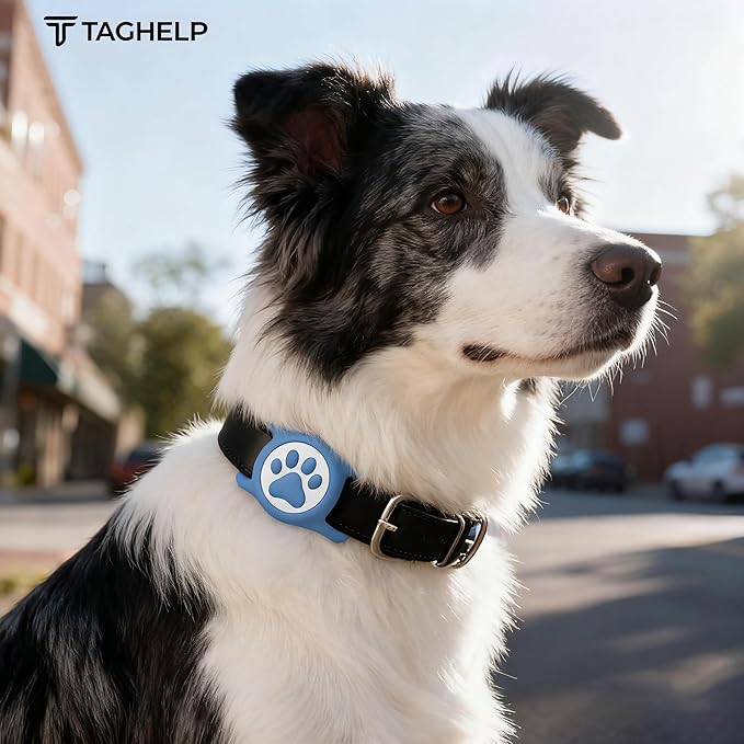 4 Pack-Waterproof Airtag Dog Collar Holder for Apple Air Tag, Silicone Dog Airtag Holder for Anti-Lost Protective Apple AirTag for Pet Collar - Fits All Width Collars (Black Pink & Green Purple)