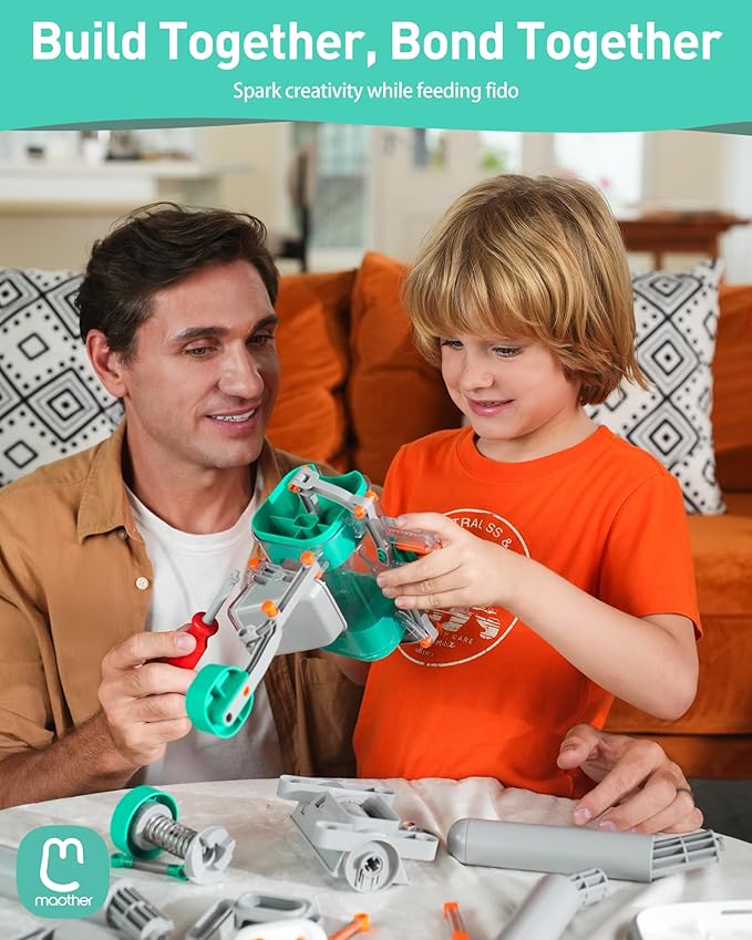 Maother Dog Self Feeder - 8L Large Capacity Gravity Feeder for Dogs and Cats, Dry Food Compatible Pet Food Dispenser,Train Pets to Self-Feed, Interactive DIY Kit for Families - F3 V1