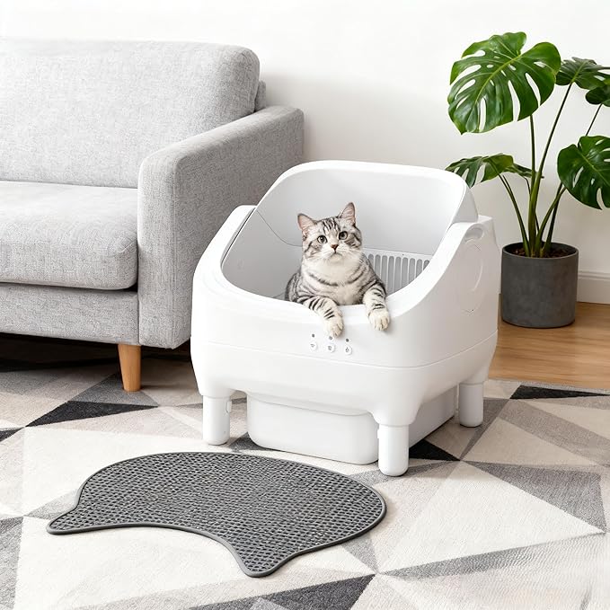 Smart Self-Cleaning Litter Box with Gravity Sensor & Open-Top Design - Automatic Cat Health Monitoring & Waste Management System