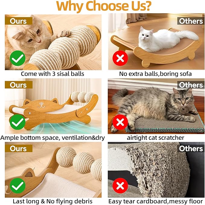 Cat Scratch Pad with Replacement Scratching Felt, Large Cat Scratcher Bed Hammock Lounge for Scratching Pad, Protects Furniture,Kittens Gifts