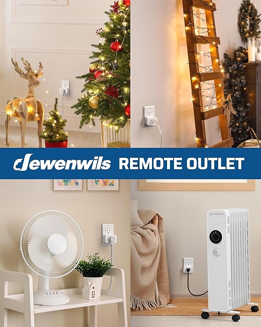 DEWENWILS Remote Control Outlet, Indoor Remote Outlet with 2 Remotes, 100FT Range, 15A/1875W, Remote Outlet Switch for Christmas Lights/Trees, Floor Lamp, Bedside Lamp,Christmas Decor