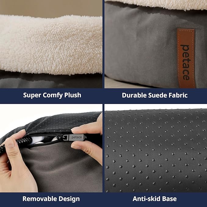 Heated Cat Bed with Auto Shut Off Timer, 17.7" x 13.7" Adjustable Temperature Indoor Pet Heating Cushion Bed for Kittens, Cats, Puppies and Small Dogs, Gray