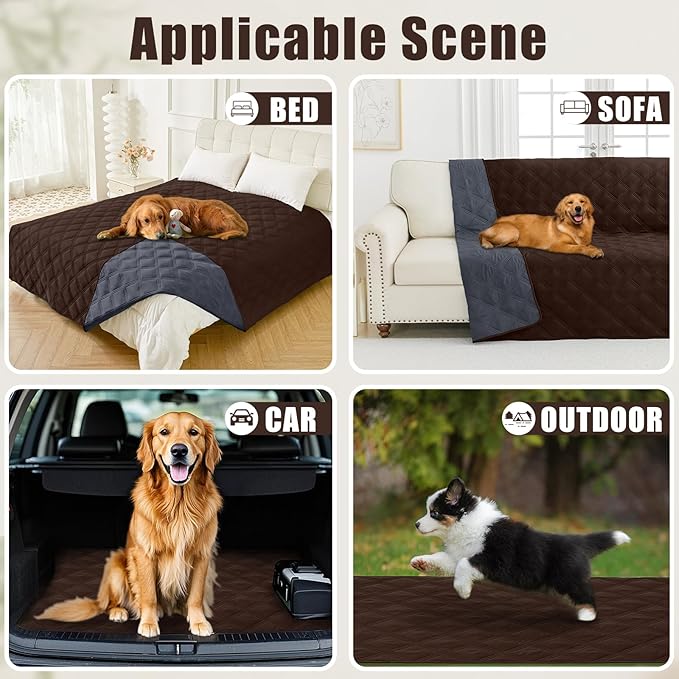 Smiry Waterproof Dog Bed Cover Blanket 40x50, Soft Reversible Pet Blanket, Washable Leakproof Cats Dogs Couch Cover for Sofa, Couch, Furniture, Lattice, Chocolate/Dark Grey