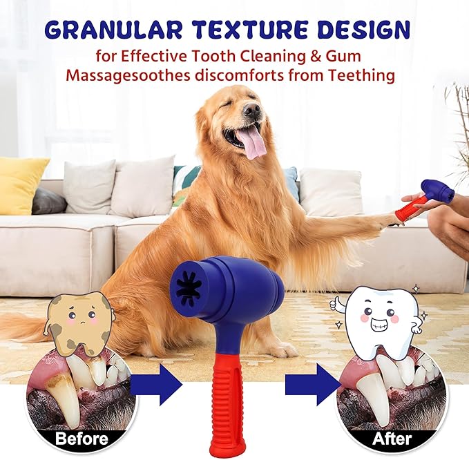 Dog Training Toys for Aggressive Chewers ，Pet Chompion Heavyweight Dog Chew Toy for Medium Large Breeds，Food Grade Non-Toxic Dental Pet Toy(Hammer Dog Toys, 6.78 in XLarge)