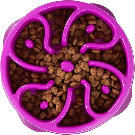 Outward Hound Medium Slow Feeder Bowl, Puzzle Maze for Fast Eaters, Small to Medium Dogs, Helps Prevent Bloat & Aid Digestion, Holds 2 Cups Wet or Dry Food, Non-Slip, Made Without BPA, Purple