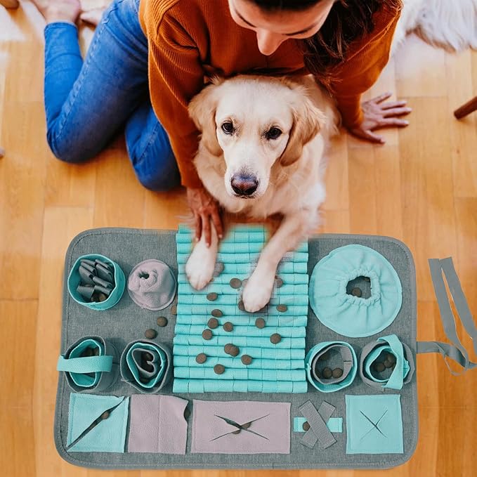 Snuffle Mat for Dogs, Pet Snuffle Mat for Small and Medium Dogs, Interactive Sniff Mat Feeding Mat for Puppies, Slow Feeder Dog Treat Mat for Training and Stress Relief