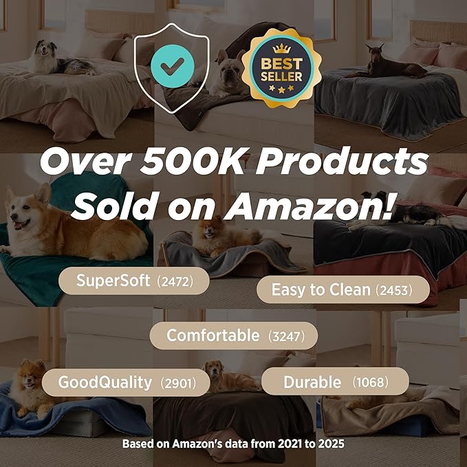 Bedsure Waterproof Dog Blankets for Large Dogs - Cat Blanket for Bed Couch Protector Washable Long Faux Fur, Calming Soft Reversible Throw Furniture Protection for Puppy Pet, 60"x80", Tie-dye Grey