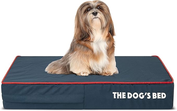 The Dog’s Bed Orthopedic Memory Foam Dog Bed, Small Blue/Red, Pain Relief for Arthritis, Hip & Elbow Dysplasia, Post Surgery, Lameness, Supportive, Waterproof Washable Cover, Veterinary Approved