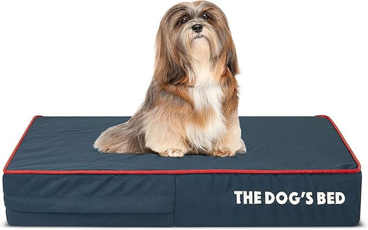 The Dog’s Bed Orthopedic Memory Foam Dog Bed, Small Blue/Red, Pain Relief for Arthritis, Hip & Elbow Dysplasia, Post Surgery, Lameness, Supportive, Waterproof Washable Cover, Veterinary Approved