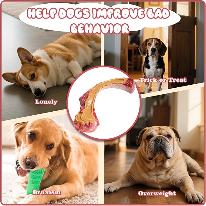 Tough Dog Toys for Aggressive Chewers, Super Chew Toy to Keep Them Busy, Cleaning Teeth, Boredom and Stimulating, Indestructible Nylon Bone for Medium Large Breed, Best Pet Gift, Beef Flavor