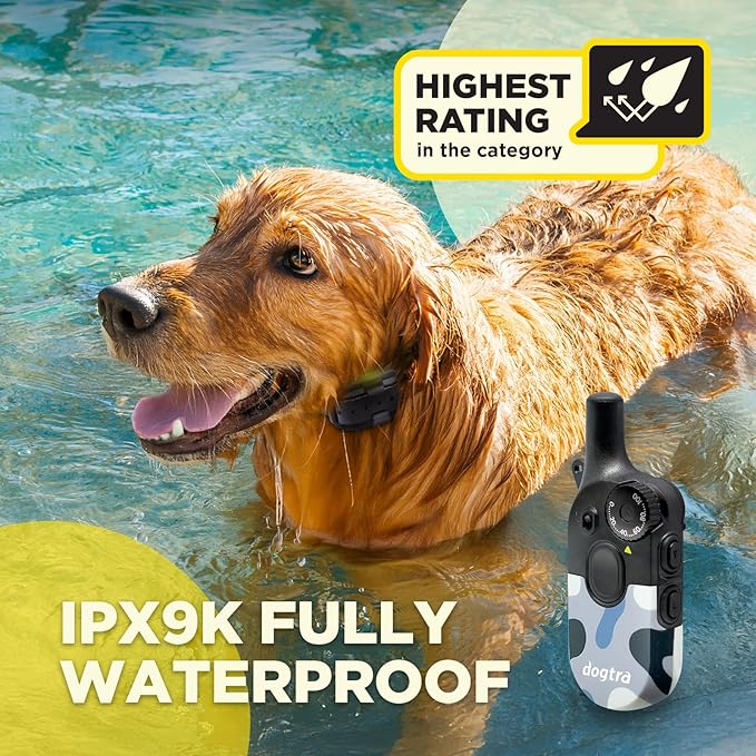 Dogtra 200iQ Remote Training E Collar – 100 Levels, Tone, Vibration, 1/2 Mile Range – Compact, Waterproof, One-Handed Control for Dogs 10 lbs+ – Lightweight Design for Daily Training – Abstract Blue