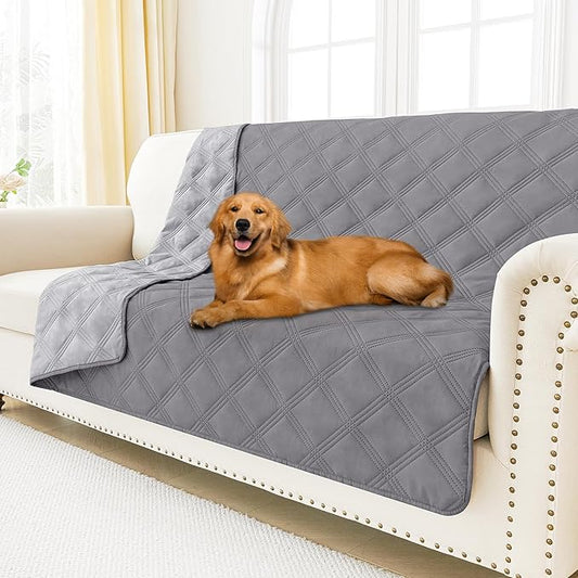 Smiry Waterproof Dog Bed Cover Blanket 52x82, Soft Reversible Pet Blanket, Washable Leakproof Cats Dogs Couch Cover for Sofa, Couch, Furniture, Lattice, Grey/Light Grey