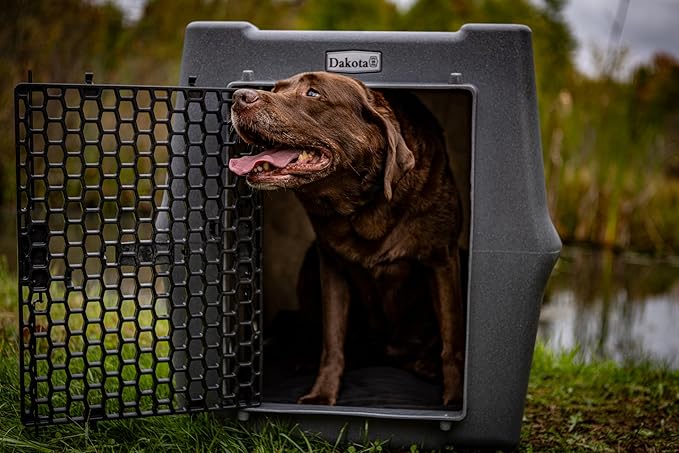 Dakota 283 Canine Rough and Tough Economy Dog Crate w/Removable Two-Way Door - Heavy Duty Outdoor Kennel for Medium Breed Dogs (Dark Granite, Intermediate)