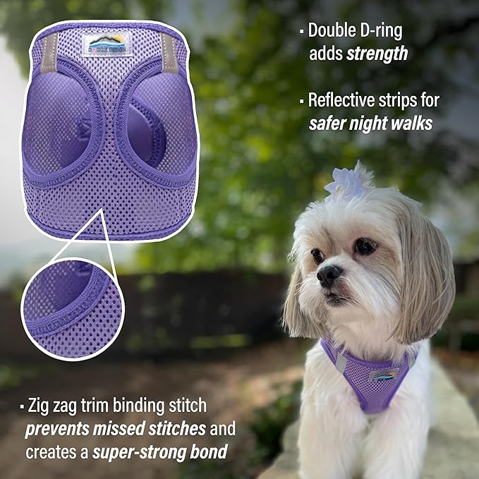 Doggie Design Dog Harness - No Choke Dog Harness, Dog Vest, Mesh Polyester, Pet Harness, Simple Step in and Go Design - Paisley Purple - M
