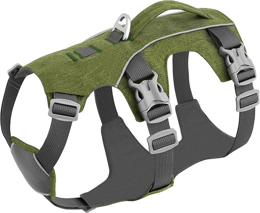 Escape Proof Dog Harness Medium Sized Dog, Reflective No Pull Dog Vest with Handle, Lightweight Full Body Pet Harness Adjustable for Walking,Training(Green,Chest:17-32")
