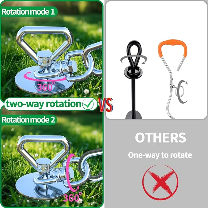 Dog Tie Out Cable and Stake,with 30FT Heavy Duty Cable,360° Swivel Dog Run Stake-No Tangle-Runner for Yard,-Suitable for Up to 150 lbs- Idela for Yard Outdoor Camping