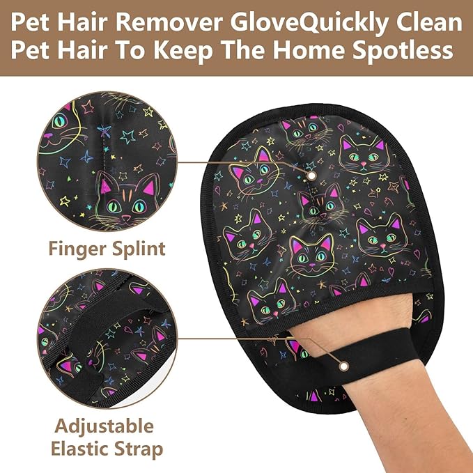 Pet Grooming Gloves Reusable Dog & Cat Hair Remover for Furniture, Car Interiors Multi-Surface Deshedding Tool for Carpets, Bedding & Home Cleaning