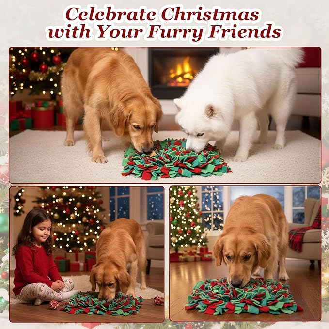 Snuffle Mat for Dogs - Christmas Dog Toys, Sniff Mats for Dogs - Nosework Training Mats for Foraging Instinct, Enrichment Toys for Small/Medium/Large Pets