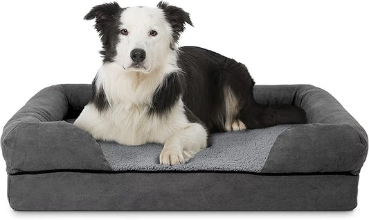 The Dog’s Bed, Large Grey Plush (no Logo), Memory Foam, Pain Relief: Arthritis, Hip & Elbow Dysplasia, Post Surgery, Lameness, Supportive, Calming, Waterproof Washable Cover, Veterinary Approved