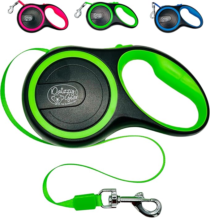 Retractable Dog Leash for Small, Medium & Large Dogs – Heavy-Duty, Tangle-Free, Reflective, 16FT Long, Anti-Slip Soft Handle with One-Hand Brake - 44 LBS /16FT - Small - Green