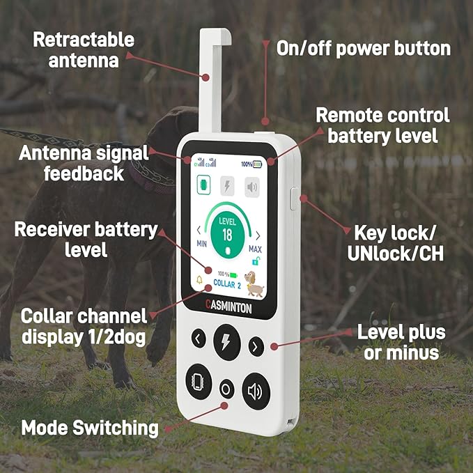 Shock Collar for 2Dogs [CRS01Pro]126 Training Levels, 4 Powerful Modes With 2.8-inch LCD high-definition display100% Safe Training Collar for Large Medium Small Dogs IPX7 Waterproof E Collar